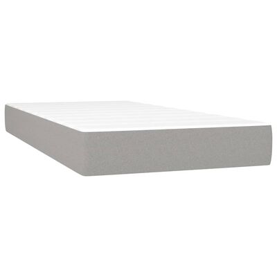 vidaXL Boxspringbett mit Matratze & LED Hellgrau 100x200 cm Stoff