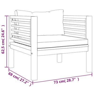 vidaXL 5-tlg. Garten-Lounge-Set mit Auflage Massivholz Akazie