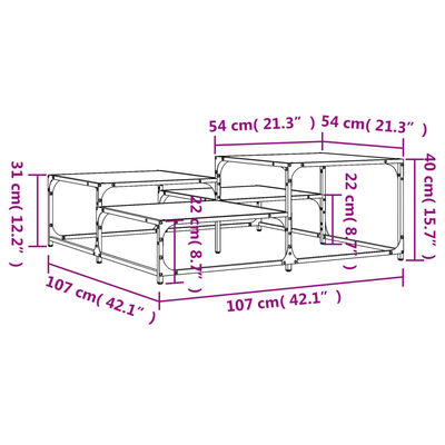 vidaXL Couchtisch Schwarz 107x107x40 cm Holzwerkstoff