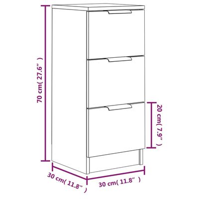 vidaXL Sideboards 2 Stk. Räuchereiche 30x30x70 cm Holzwerkstoff