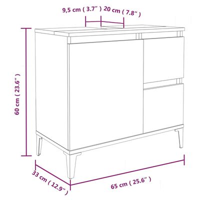 vidaXL Badschrank Schwarz 65x33x60 cm Holzwerkstoff