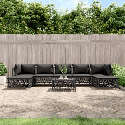 vidaXL 8-tlg. Garten-Lounge-Set mit Kissen Anthrazit Stahl