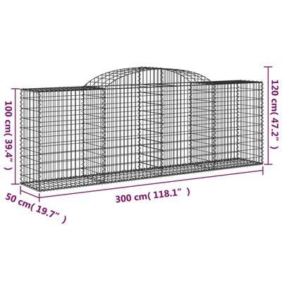 vidaXL Gabionen mit Hochbogen 12 Stk 300x50x100/120cm Verzinktes Eisen