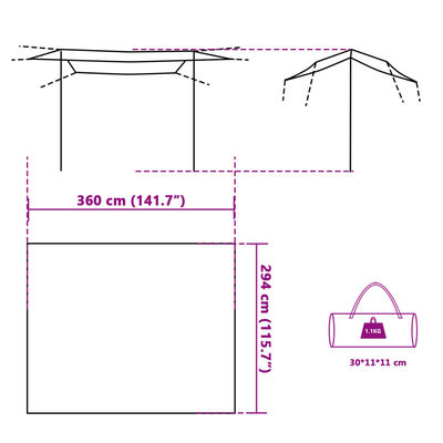 vidaXL Tarp Grau und Orange 360x294 cm Wasserdicht