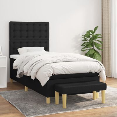 vidaXL Boxspringbett mit Matratze Schwarz 100x200 cm Stoff