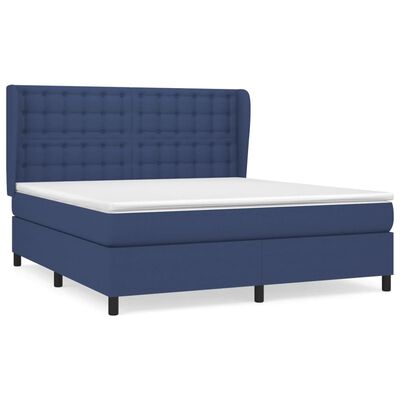 vidaXL Boxspringbett mit Matratze Blau 160x200 cm Stoff