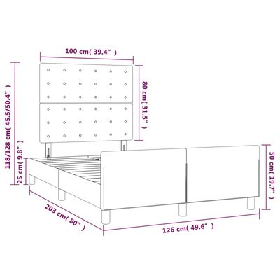 vidaXL Bettgestell mit Kopfteil Schwarz 120x200 cm Stoff