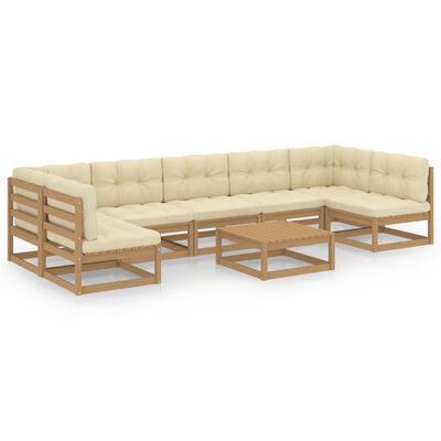 vidaXL 8-tlg Garten-Lounge-Set mit Kissen Honigbraun Massivholz Kiefer