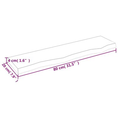 vidaXL Wandregal Hellbraun 80x20x4 cm Massivholz Eiche Behandelt