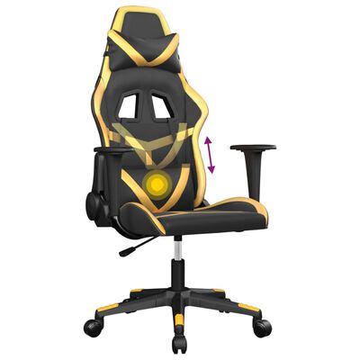 vidaXL Gaming-Stuhl mit Massagefunktion Schwarz & Golden Kunstleder