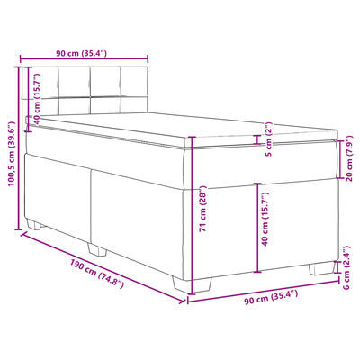 vidaXL Boxspringbett mit Matratze Schwarz 90x190 cm Samt