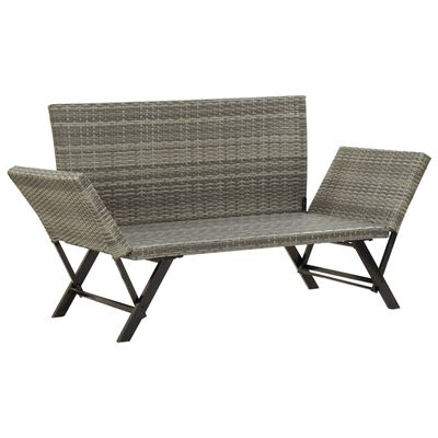 vidaXL Gartenbank mit Kissen Grau 176 cm Poly Rattan