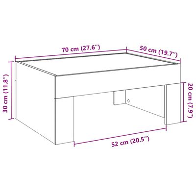 vidaXL Couchtisch mit Infinity-LED Betongrau 70x50x30 cm