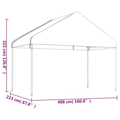 vidaXL Pavillon mit Dach Weiß 13,38x4,08x3,22 m Polyethylen