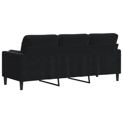 vidaXL 3-Sitzer-Sofa mit Zierkissen Schwarz 180 cm Samt