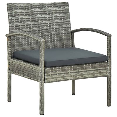 vidaXL 3-tlg. Bistro-Set mit Sitzkissen Poly Rattan Grau