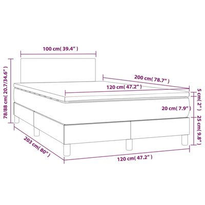 vidaXL Boxspringbett mit Matratze Blau 120x200 cm Stoff