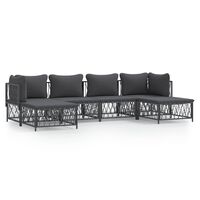 vidaXL 6-tlg. Garten-Lounge-Set mit Kissen Anthrazit Stahl