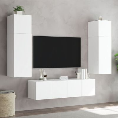 vidaXL TV-Wandschrank mit LED-Leuchten Weiß 60x35x31 cm