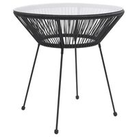 vidaXL Garten-Esstisch Schwarz Ø70x74 cm Rattan und Glas