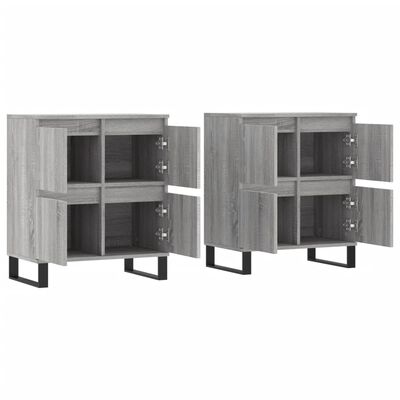 vidaXL Sideboards 2 Stk. Grau Sonoma Holzwerkstoff