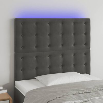 vidaXL LED Kopfteil Dunkelgrau 100x5x118/128 cm Samt