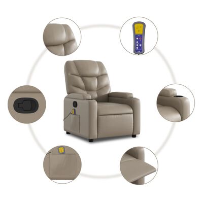 vidaXL Massagesessel mit Aufstehhilfe Cappuccino-Braun Kunstleder