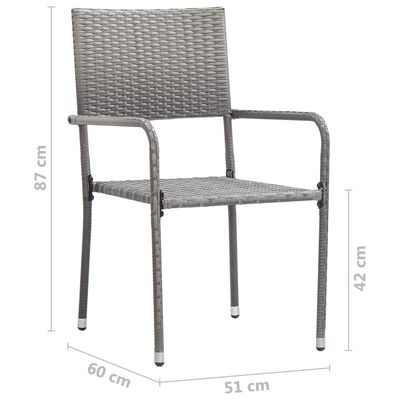 vidaXL 7-tlg. Garten-Essgruppe Poly Rattan Anthrazit