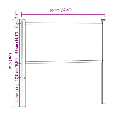 vidaXL Kopfteil Räuchereiche 90 cm Holzwerkstoff und Stahl