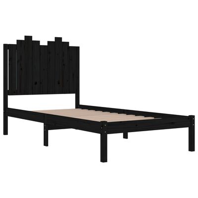 vidaXL Massivholzbett Schwarz Kiefer 90x190 cm