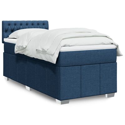 vidaXL Boxspringbett mit Matratze Blau 90x190 cm Stoff