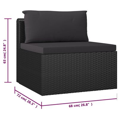 vidaXL 9-tlg. Garten-Lounge-Set mit Kissen Poly Rattan Schwarz