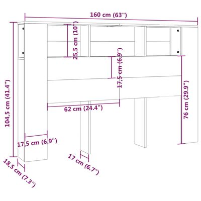 vidaXL Kopfteil mit Ablagen Hochglanz-Weiß 160x18,5x104,5 cm