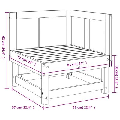 vidaXL Garten-Ecksofa Grau Massivholz Kiefer