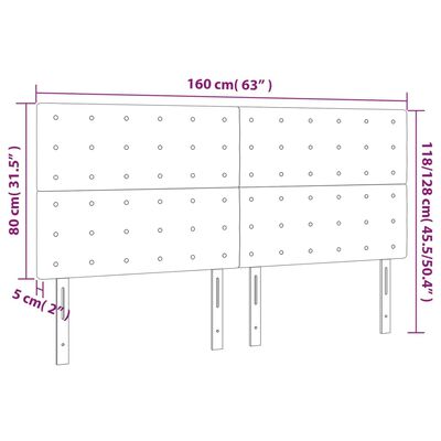 vidaXL LED Kopfteil Taupe 160x5x118/128 cm Stoff