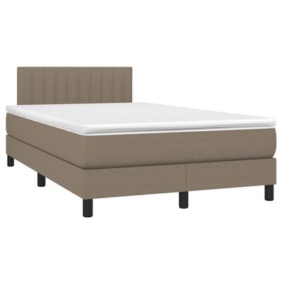 vidaXL Boxspringbett mit Matratze & LED Taupe 120x200 cm Stoff