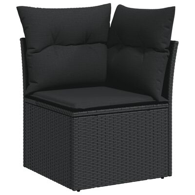 vidaXL 5-tlg. Garten-Sofagarnitur mit Kissen Schwarz Poly Rattan