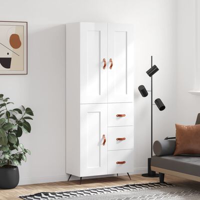 vidaXL Highboard Hochglanz-Weiß 69,5x34x180 cm Holzwerkstoff