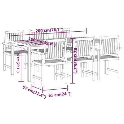 vidaXL 7-tlg. Garten-Essgruppe Massivholz Akazie