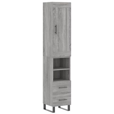 vidaXL Highboard Grau Sonoma 34,5x34x180 cm Holzwerkstoff