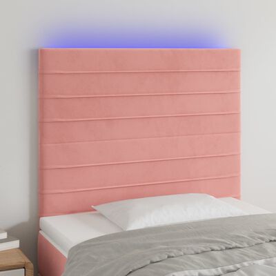 vidaXL LED Kopfteil Rosa 100x5x118/128 cm Samt