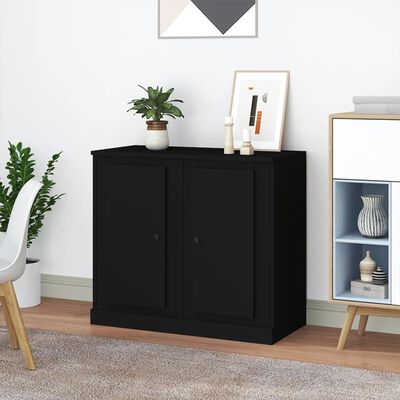 vidaXL Sideboards 2 Stk. Schwarz 37,5x35,5x67,5 cm Holzwerkstoff