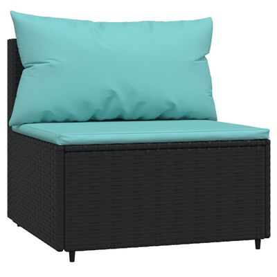 vidaXL 3-tlg. Garten-Lounge-Set mit Kissen Schwarz Poly Rattan