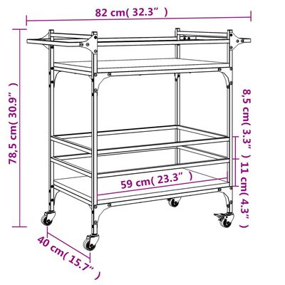 vidaXL Küchenwagen Sonoma-Eiche 82x40x78,5 cm Holzwerkstoff