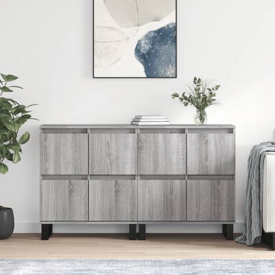 vidaXL Sideboards 2 Stk. Grau Sonoma Holzwerkstoff