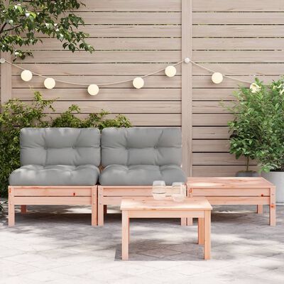 vidaXL Gartensofa mit Kissen und Hocker 2-Sitzer