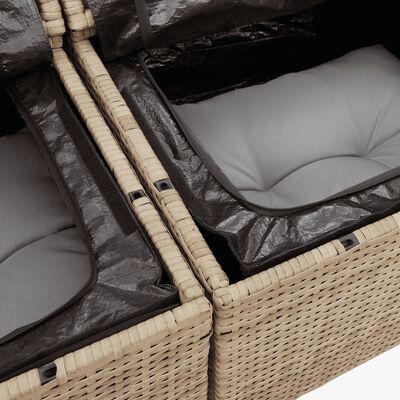 vidaXL 6-tlg. Garten-Sofagarnitur mit Kissen Beige Poly Rattan