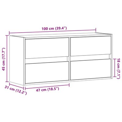 vidaXL TV-Wandschrank mit LED-Beleuchtung Schwarz 100x31x45 cm