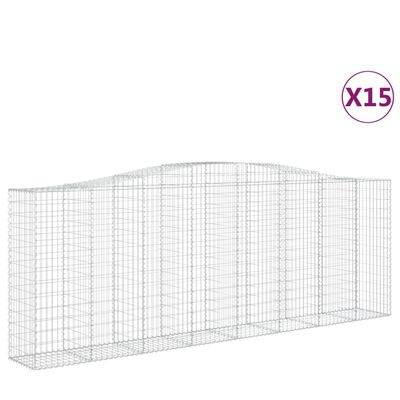 vidaXL Gabionen mit Hochbogen 15 Stk 400x50x140/160cm Verzinktes Eisen