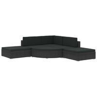 vidaXL 6-tlg. Garten-Lounge-Set mit Auflagen Poly Rattan Schwarz